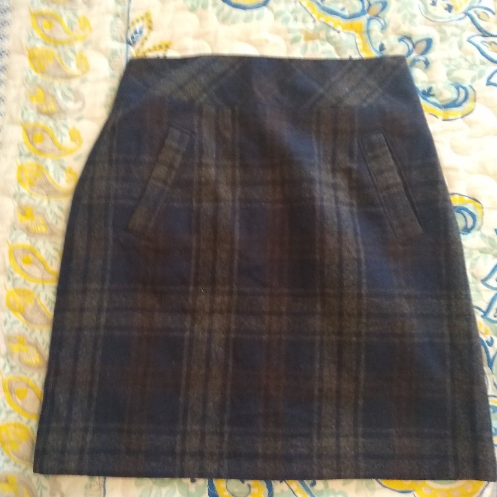 LOFT wool blend plaid  skirt
